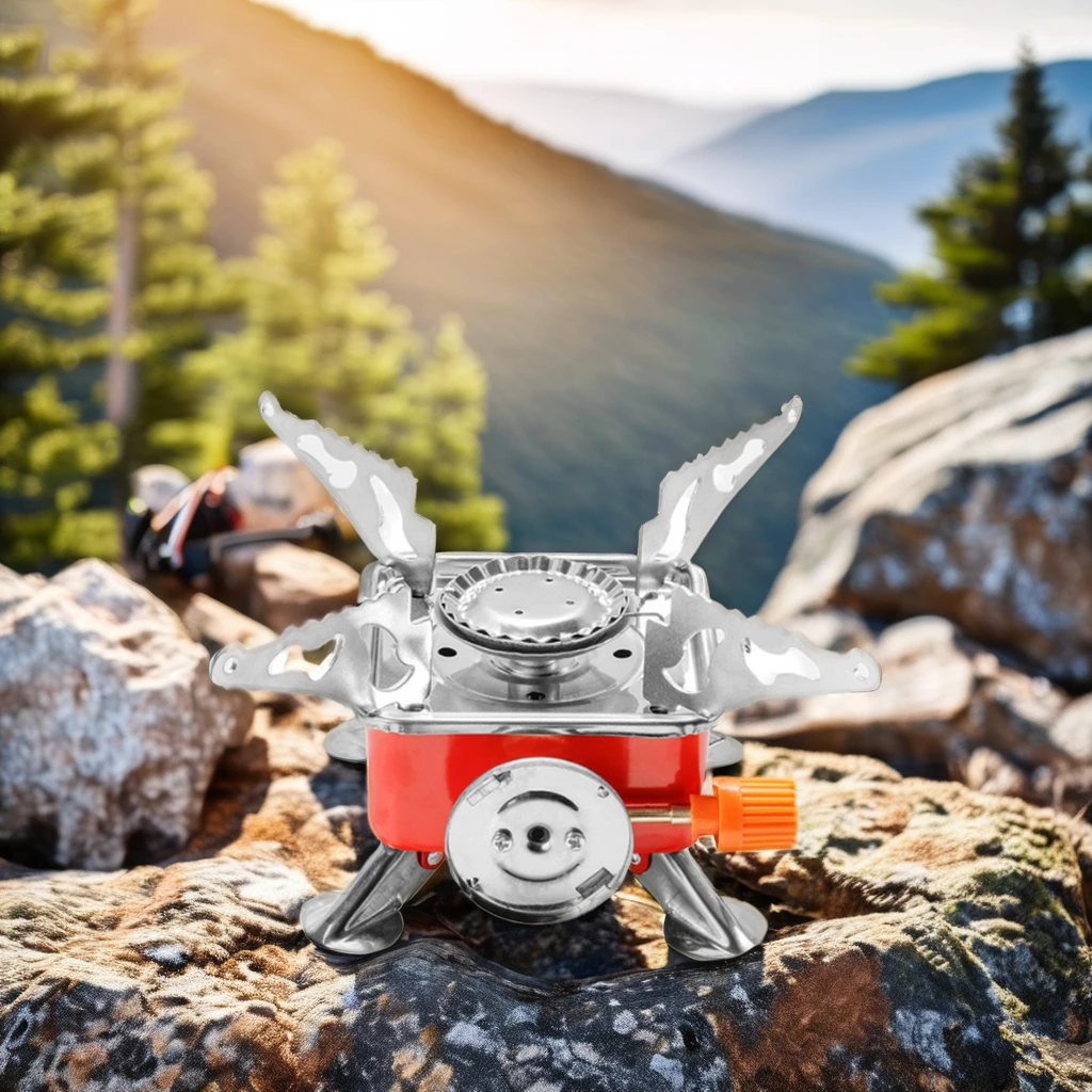 Portable Outdoor Mini Square Gas Stove Foldable Card Design for Camping