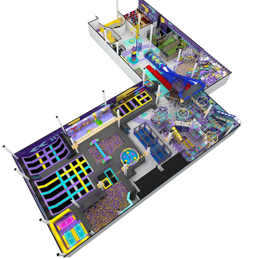 Pokiddo Design 3300sqm Indoor Playground Equipment Fun and Active Trampoline Park for Kids and Adults in Spain