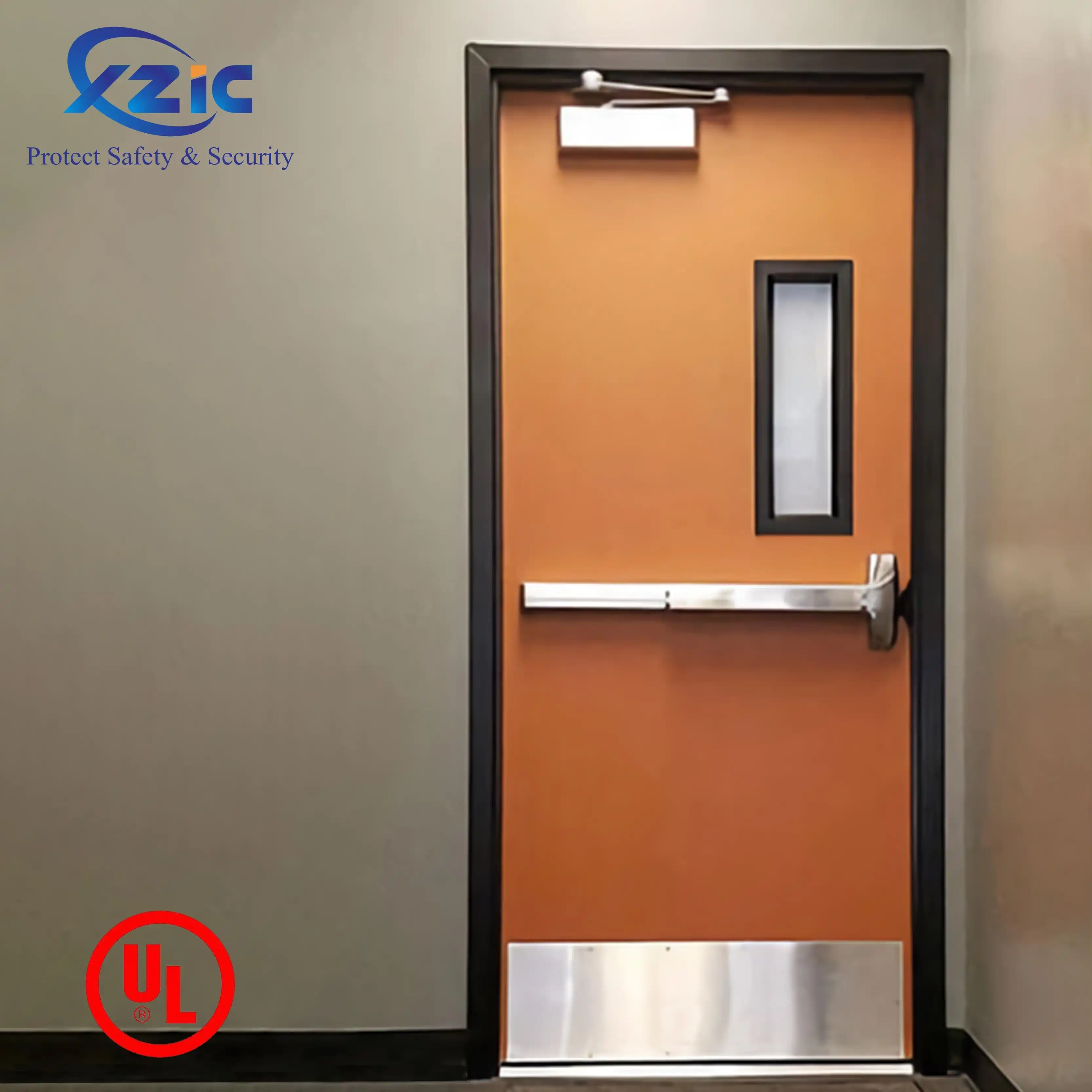 China top project manufacturer custom steel fire-proof door fire rated steel door with glass insert steel fire door