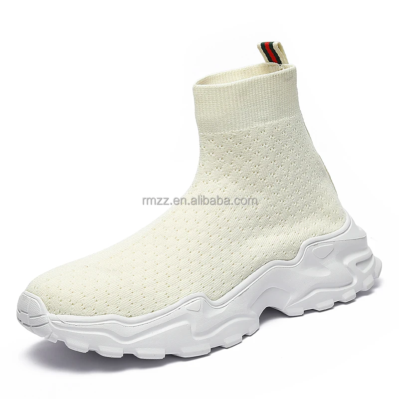 Large size flying knitted upper Four seasons high-tie fly knitted shoes