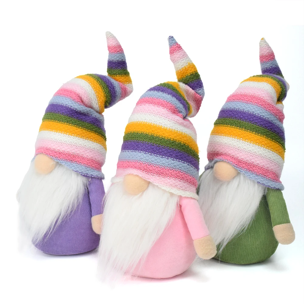 11.5 Inch Easter Spring Holiday Farmhouse Ornaments knitted Nisse Green Gonk Colorful Gnomes for Spring Decor