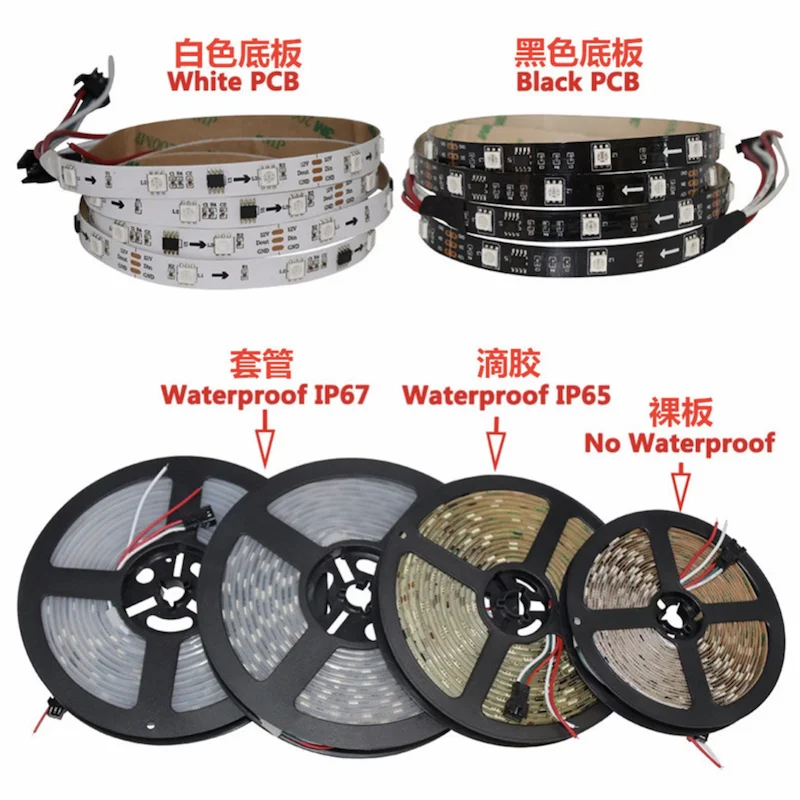 Dmx 12V 24v Pixel Programmable magic Digital 5050 2811 W2811 WS2811 UCS1903 SM16703 RGB a address Addressable  LED Strip