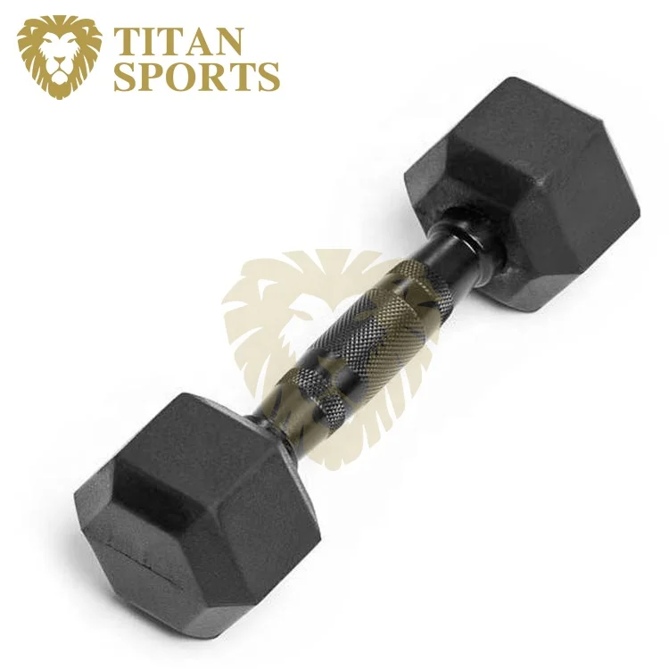 Rubber hex dumbbell with black handle
