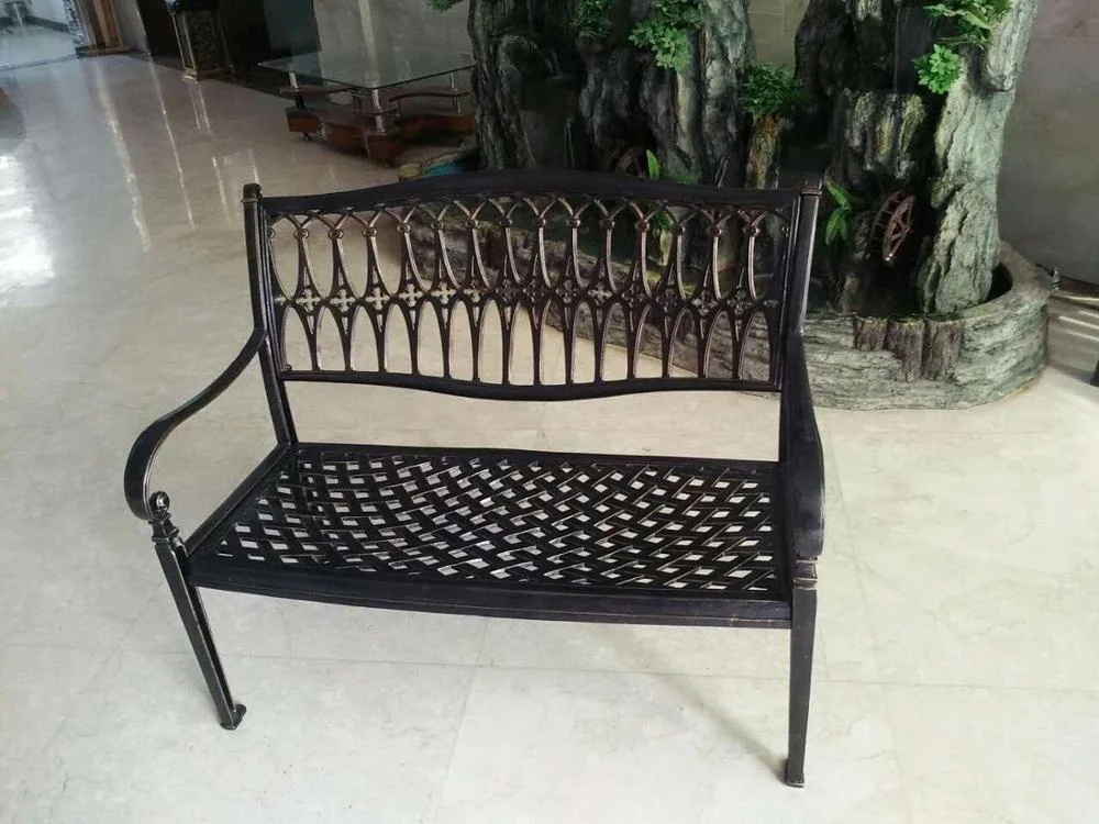  Лаунж Литые бронзовые антикварные решетчатые дизайнерские алюминиевые парковые мебели металлические рабочие сиденья алюминиевая уличная садовая скамейка для патио