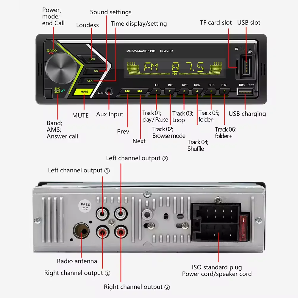 Model 505 Universal 1din Car Radio Stereo Audio Mp3 Player With Fm Bt Usb Aux For Car Dashboard Player