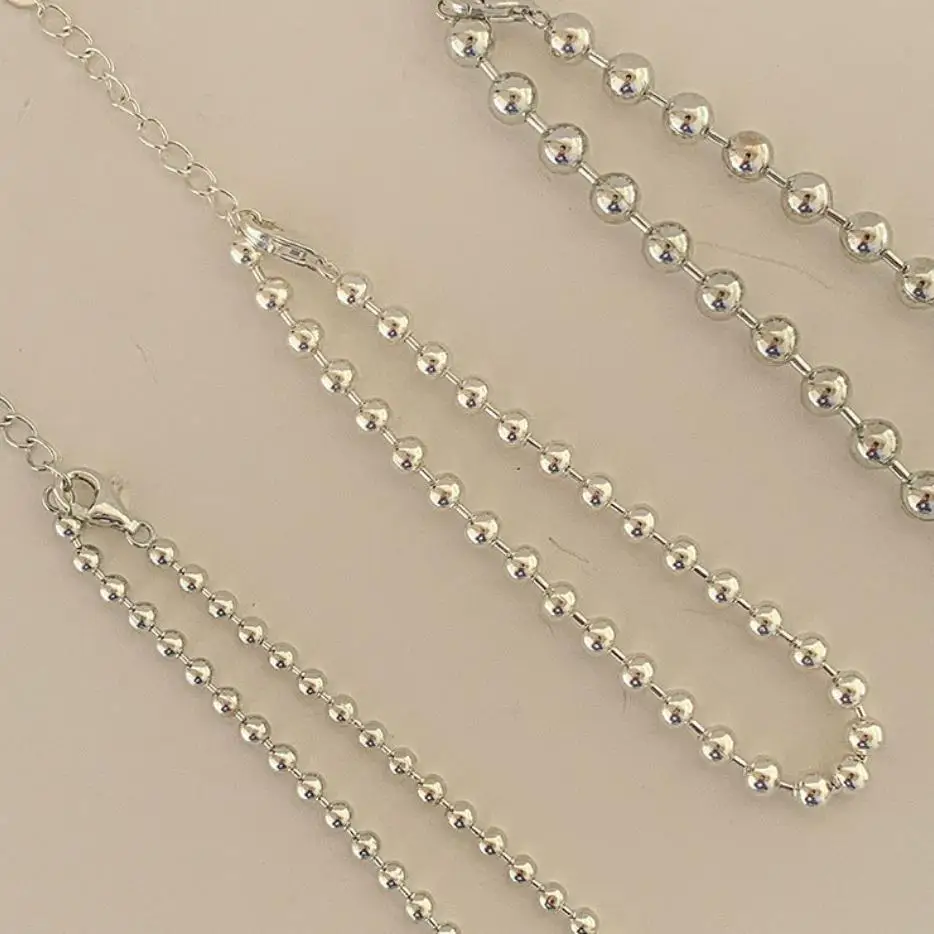 Fine Jewelry 925 Sterling Silver Based Style Different Size Ball Chain Bracelet for Women