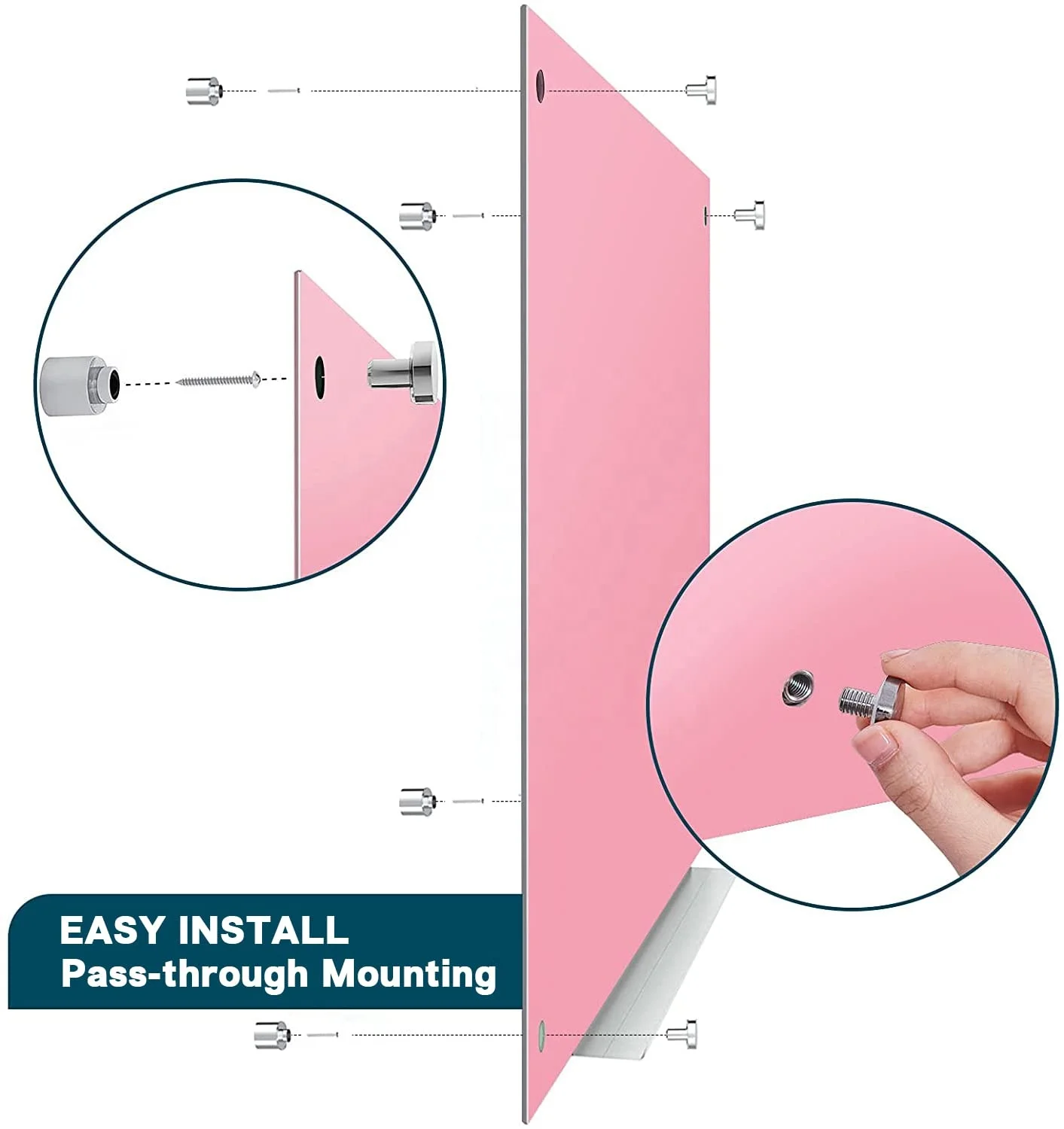 High Quality Frameless Pink Surface Wall Mounted Glass Dry Erase Board Big Size Magnetic Glass Whiteboard
