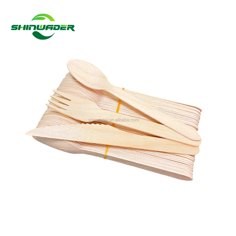 Factory Price Disposable Wooden Spoon Fork Knife Biodegradable Wood Tableware Cutlery Set for Camping Hotel Edible