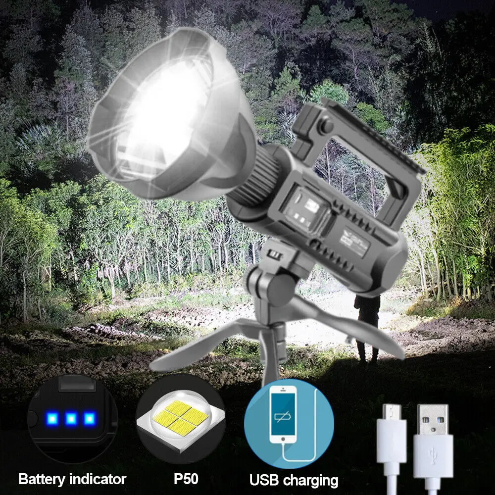 Lightingpass Custom High Power 90000 Lumen Led Super Bright Searchlight Rechargeable Spotlight Flashlight High Lumens