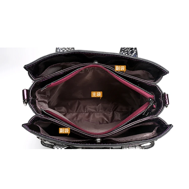 China factory online selling 3 bags in 1 handbag sets women hand bags Crocodile pattern leather bag