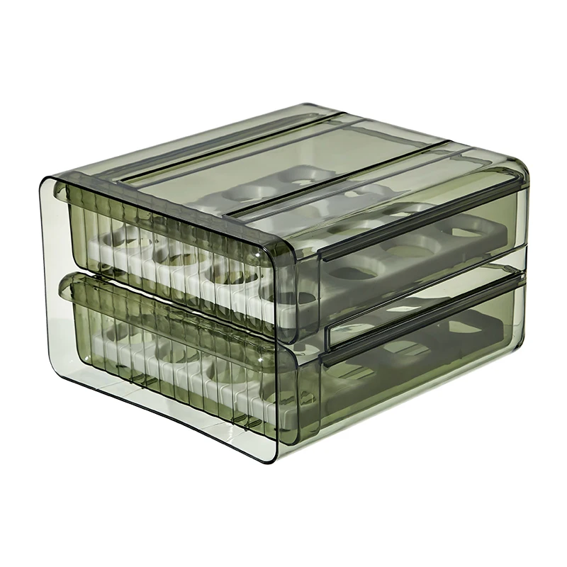 Bpa Free Two Layers Egg Container Custom Clear Plastic Fridge Storage Drawer Refrigerator Organizer Pull Out with Lids For Egg