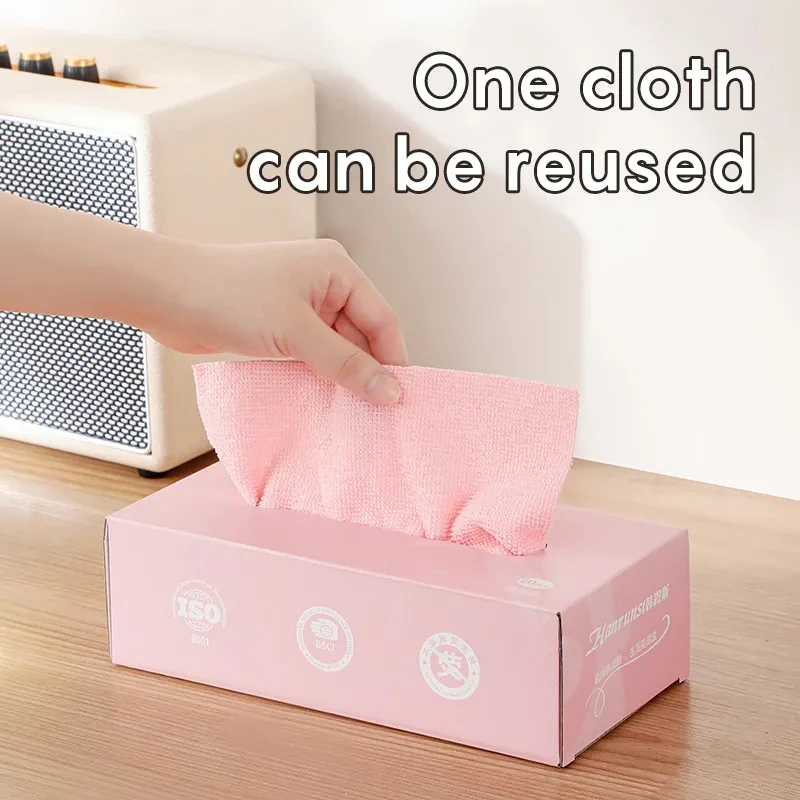 Strong Absorption Quick Dry Microfiber Cleaning Cloths Disposable Cleaning Rags Reusable Lint Free Towel with Dispenser Box