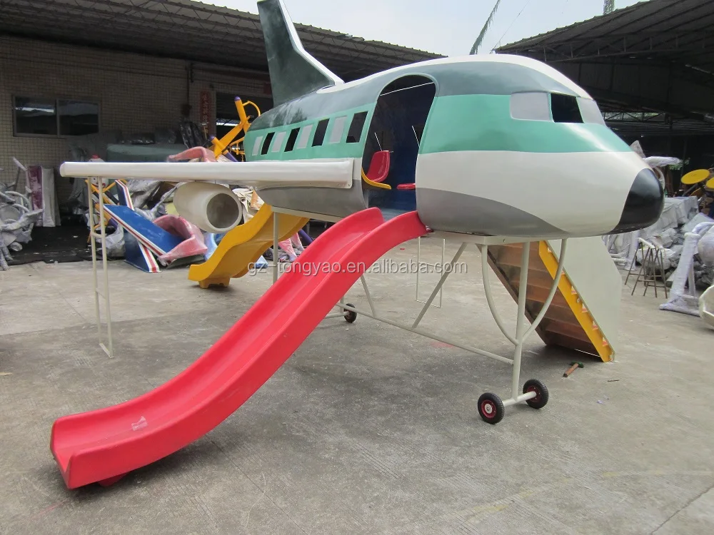 Custom airplane Aircraft Amusement rides children play set outdoor playground slide for kids