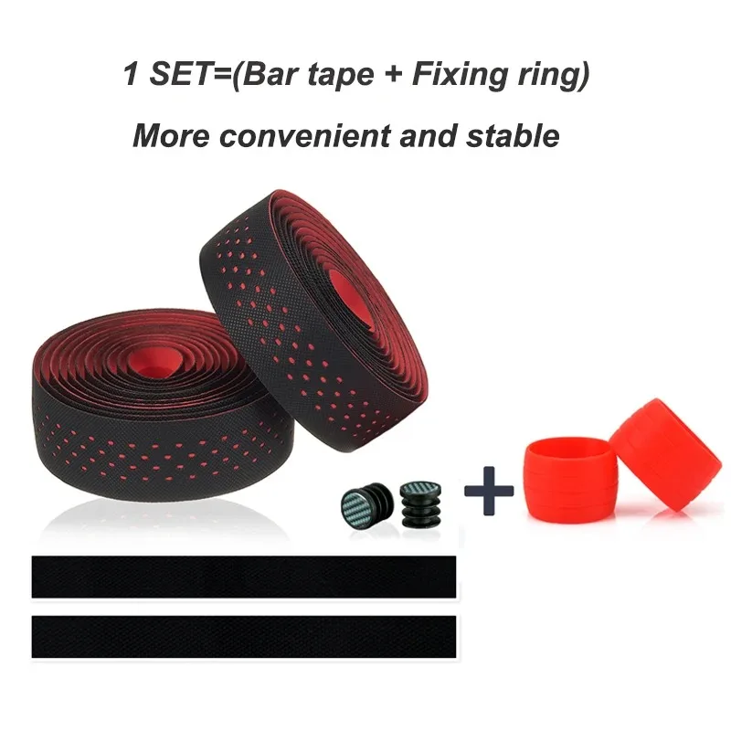 1SET Bike Handlebar Tape PU Eva Anti-slip Wrap Soft Breathable Shockproof Road Tape End Bar Bicycle Grips With 2 bar Plug