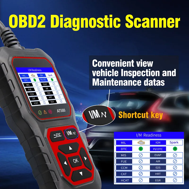 2025 Заводской Оригинальный AT5OO OBD II сканер OBD2 протокол 6V-12V-24V Запуск свинцово-кислотной батареи 11 видов языка