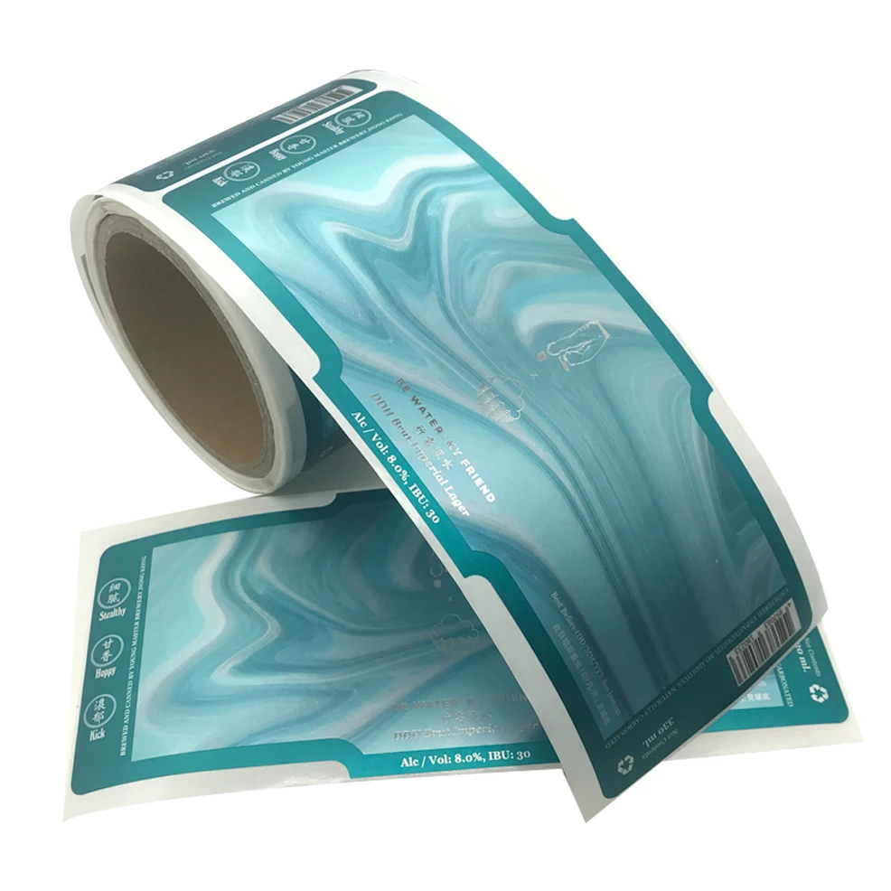 Customized Permanent Adhesive Glass Bottle Label Waterproof Matte Vinyl Canned Beer Label