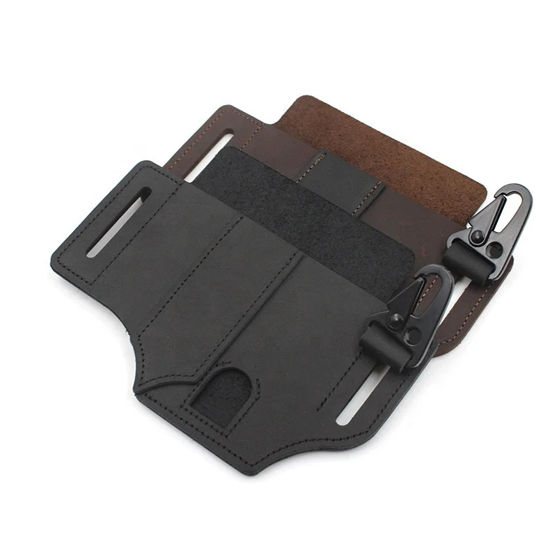 Shenzhen Qingjiang  EDC tool sheath Tactical Multifunctional PU Leather Belt Bags with Chick buckle at stock