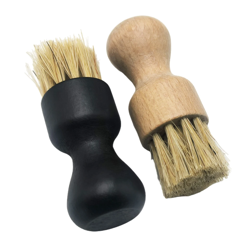 shoe brush natural wooden pig bristle hair horsehair OEM custom logo 100% dauber shoe polish brush factory wholesale