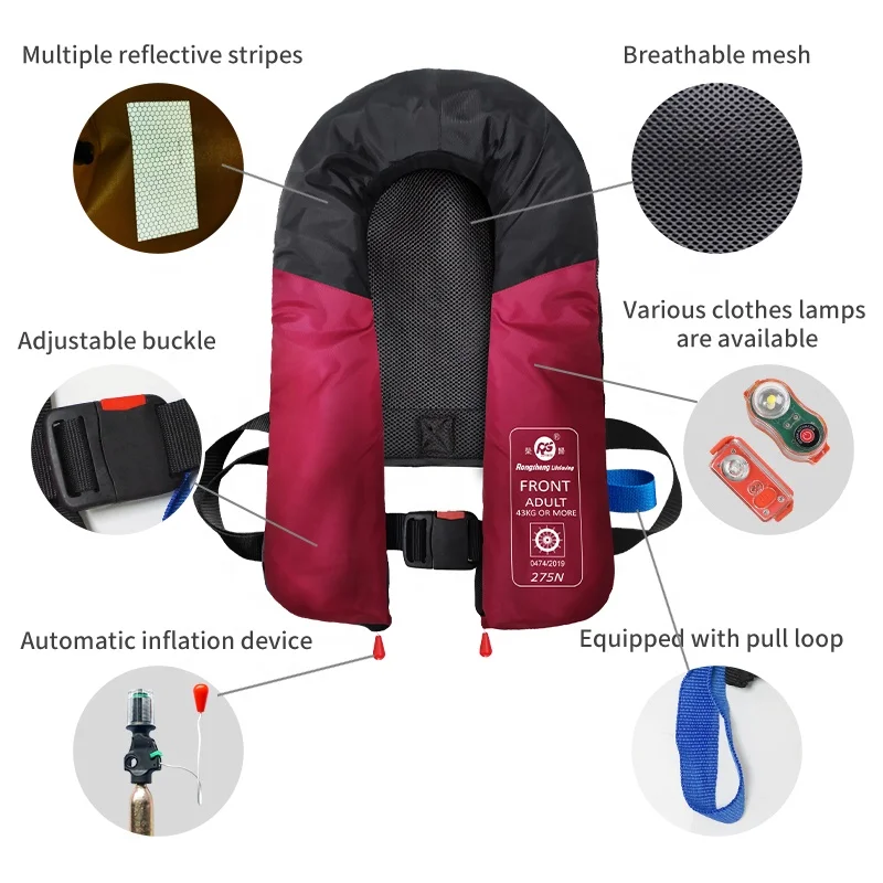 Двухкамерный большой плавучий жилет с маринованной подушкой безопасности сертификат 275N спасательный надувной