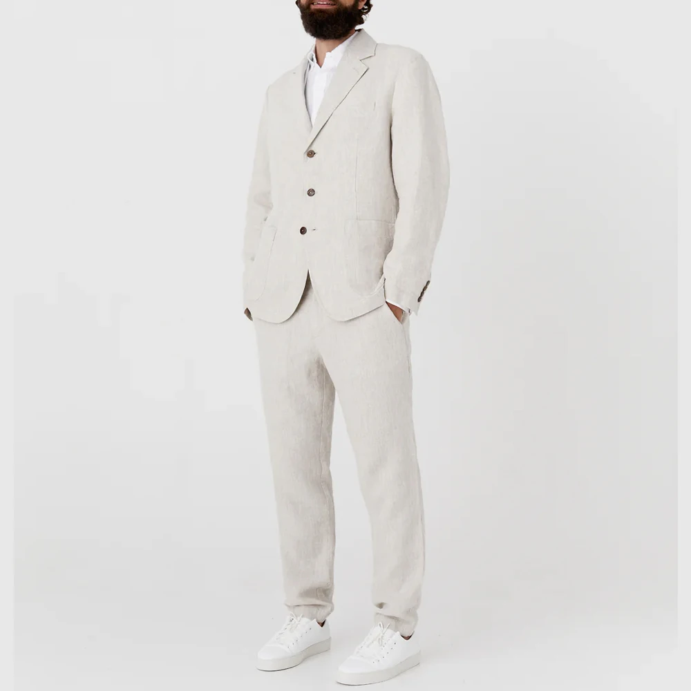 Классические мужские льняные брюки прочные летние универсальные легкие для пляжного офиса и повседневного стиля