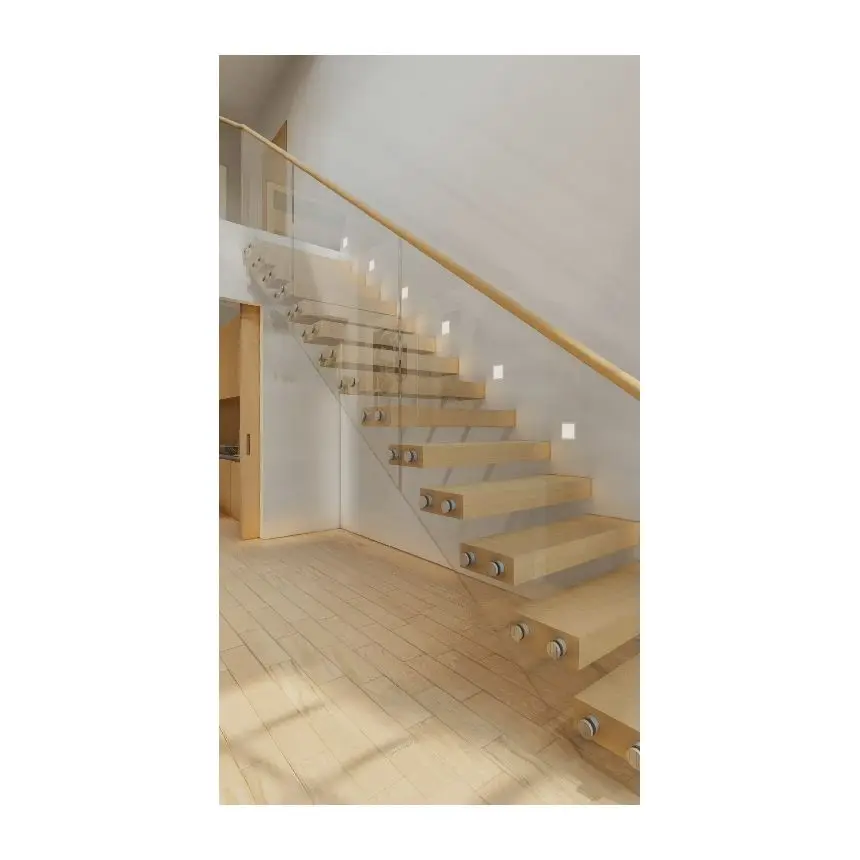 ACE Factory staircase manufacturer invisible steel stinger floating staircase luxury chandelier staircase