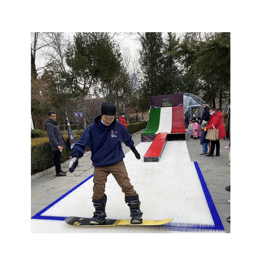 SNOWMONKEY dry ski snow slope ski simulator plastic artificial dry ski slope mat