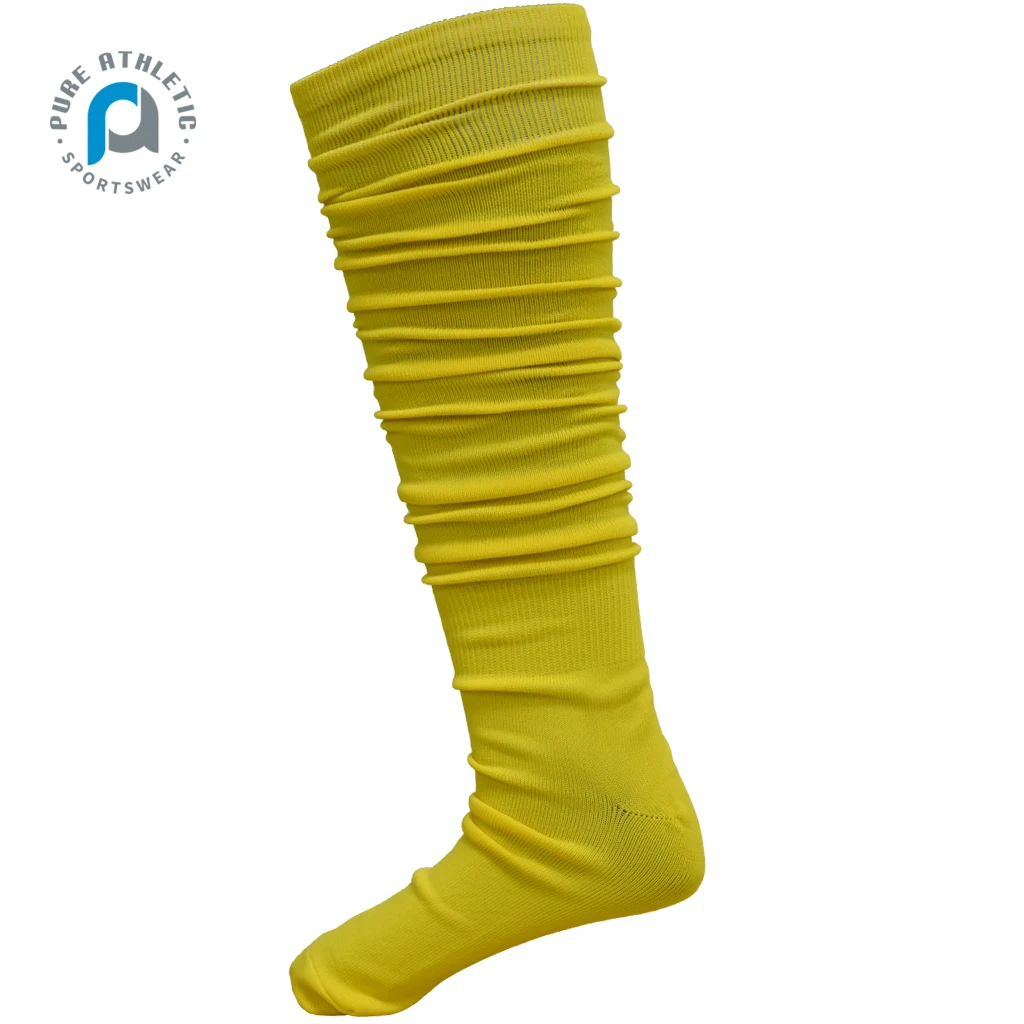 PURE  Custom Scrunch Football Socks Extra Long Padded Knee High Socks Youth Adult Non Slip Athletic Badminton Socks Custom Logo