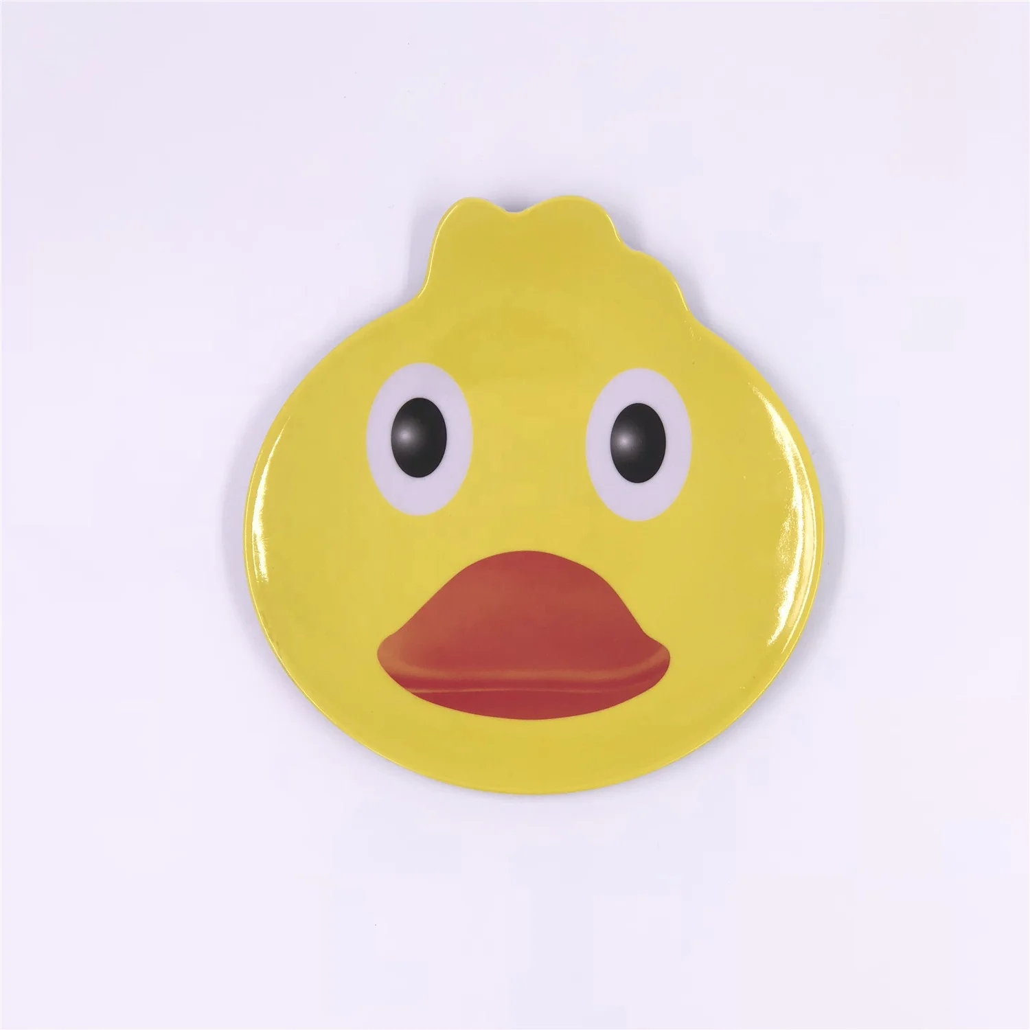
Wholesale BPA free cute yellow duck shape melamine kids plates 