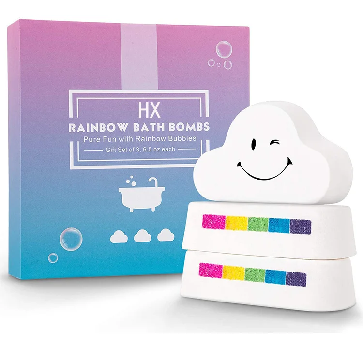 
Perfect Christmas Natural CBD Oil Colorful Shea Butter Vegan Organic Hemp Rainbow Cloud Bath Bombs Gift Set 