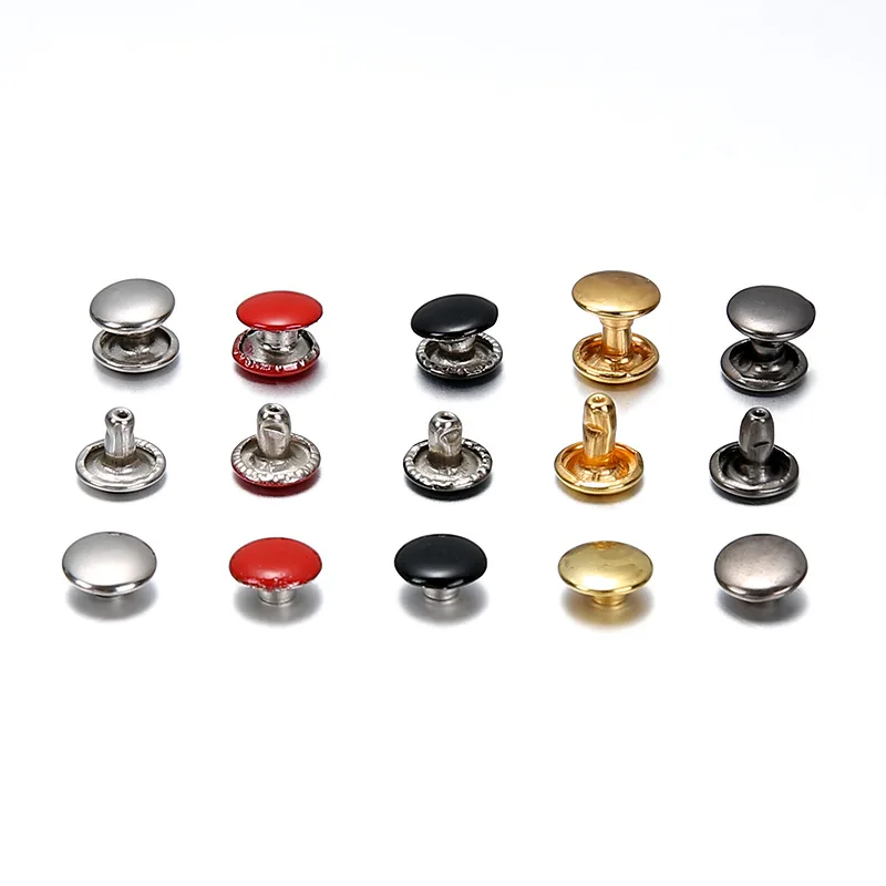 Bulk 6Mm 8X8Mm 10Mm Metal Double Cap Silver Bronze Light Gold Shoe Accessories Snap Buttons Rivets For Clothes Clothing