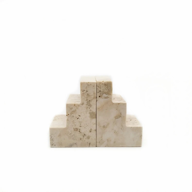 Wholesale Custom Solid Travertine Marble Bookends Home Office Decor