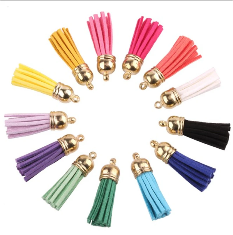 4CM keychain charm tassel handmade DIY multi color mini tassel earring jewelry making and accessories leather tassel