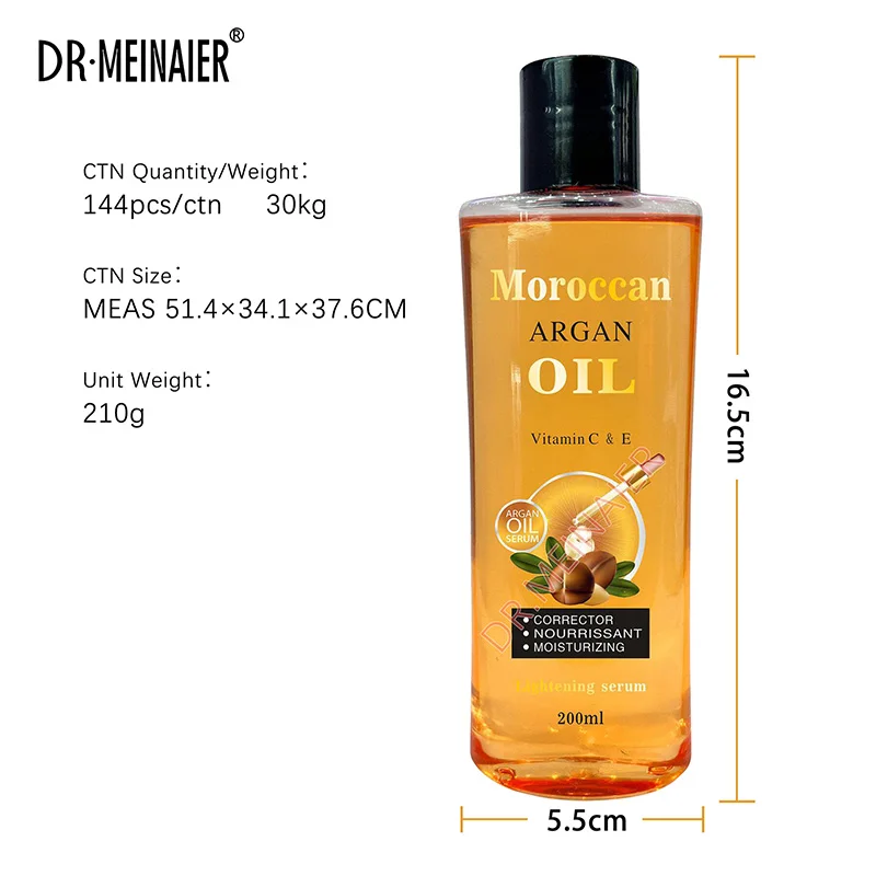 Best 100% Pure Organic Vitamin C Moroccan Argan Oil Moisturizing Lightening Serum Oil For Massage Face Body Hair