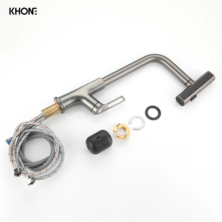 modern kitchen mixer high quality rain cascade rotation pull out kitchen faucet factory 2023