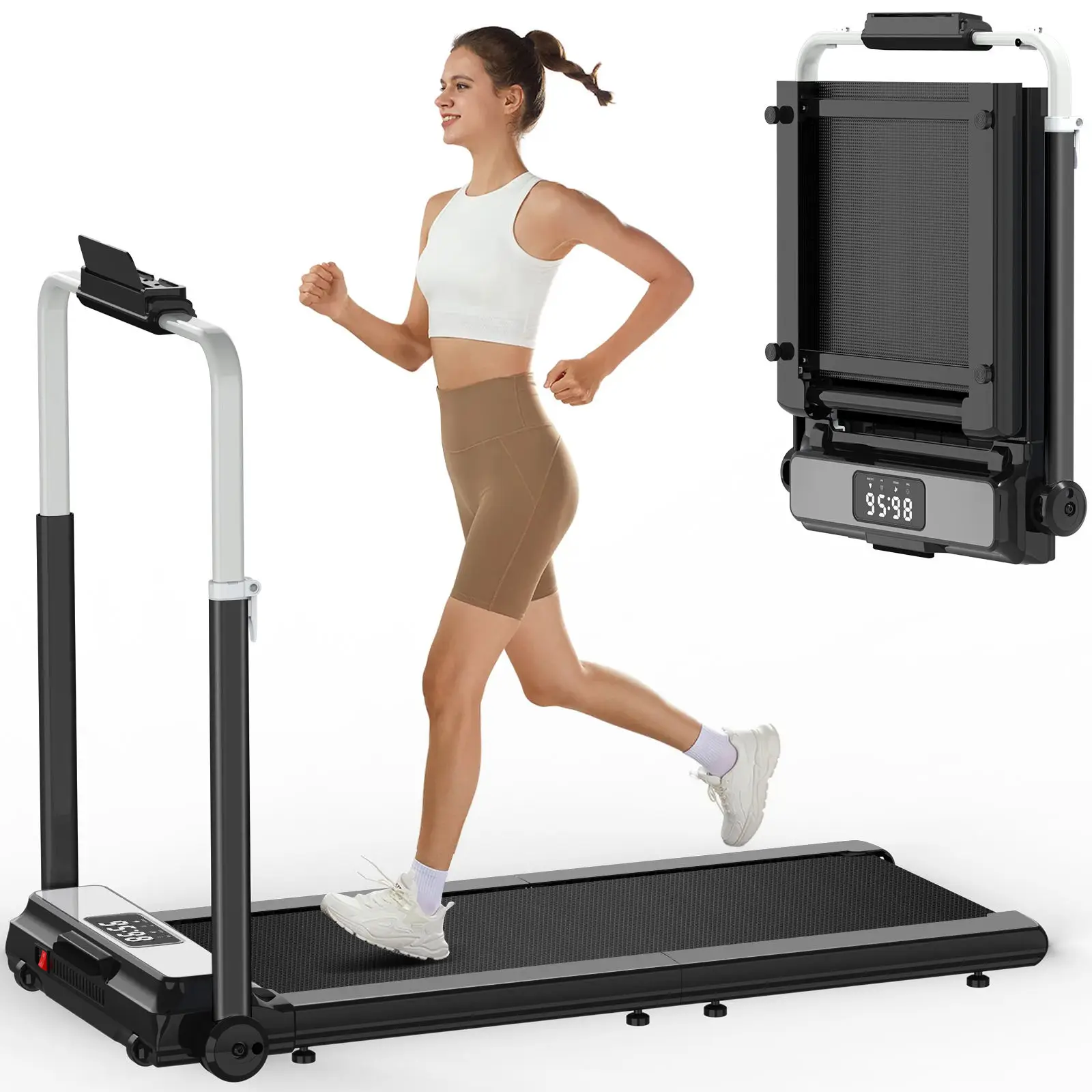Smart Folding Treadmill with Adaptive Speed Technology Foldable Walking Pad Under Desk Treadmill