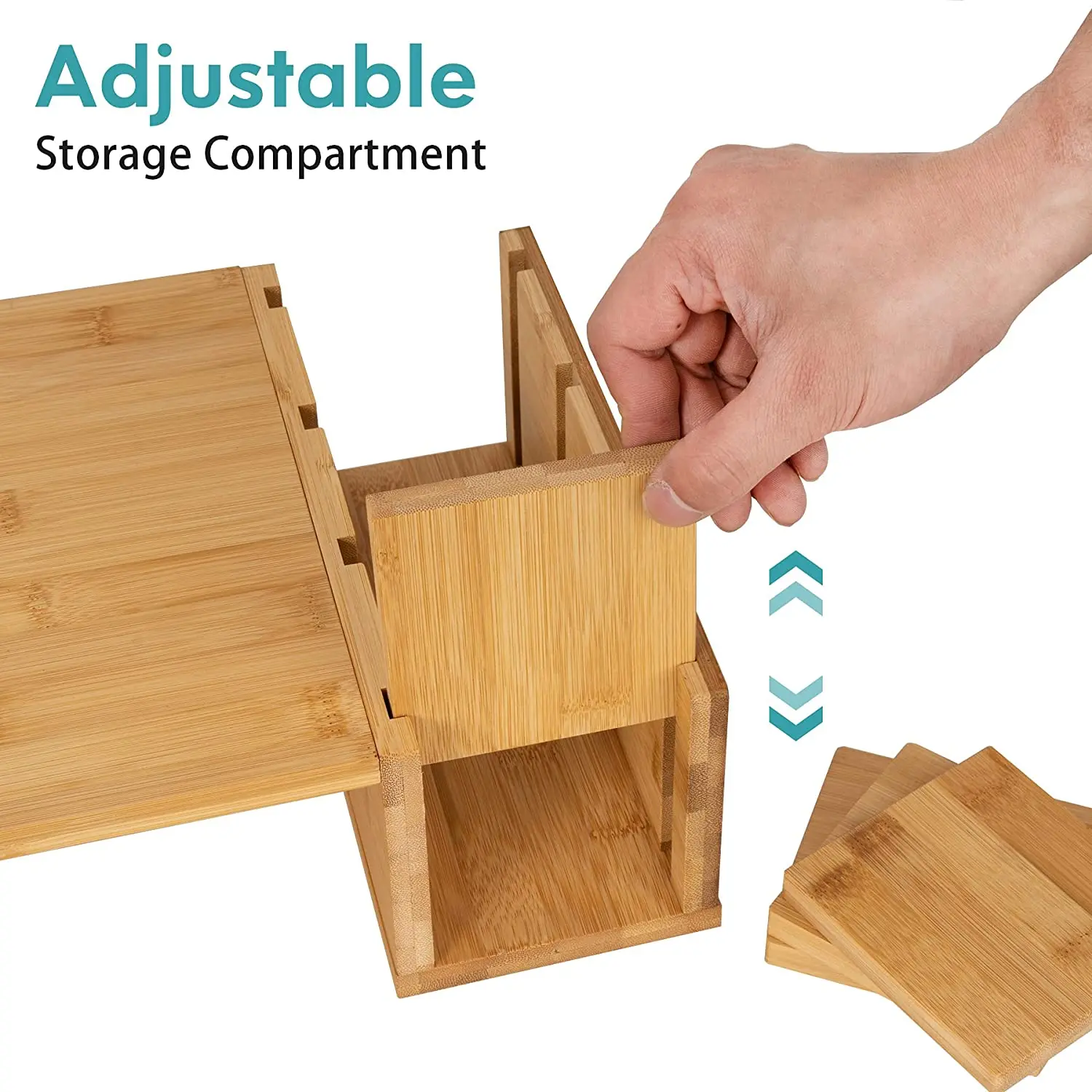 2022 Wood Bamboo Dual Computer Monitor Riser 3 Screen Laptop Stand With Storage Organiser