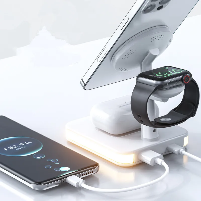 Qi Wireless Charger 3 In1 Wireless Charging Station Dropshipping Products 2022 15w Fast 4 in 1 for Iphone for Airpods Tecnologia
