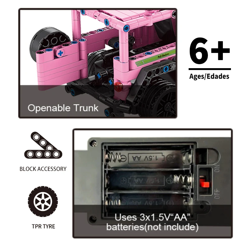 New Style Toy Kits Pink Color Block Sets Educational Assembling Rc Cars 3D Models Building Blocks Remote Control Car For Girls