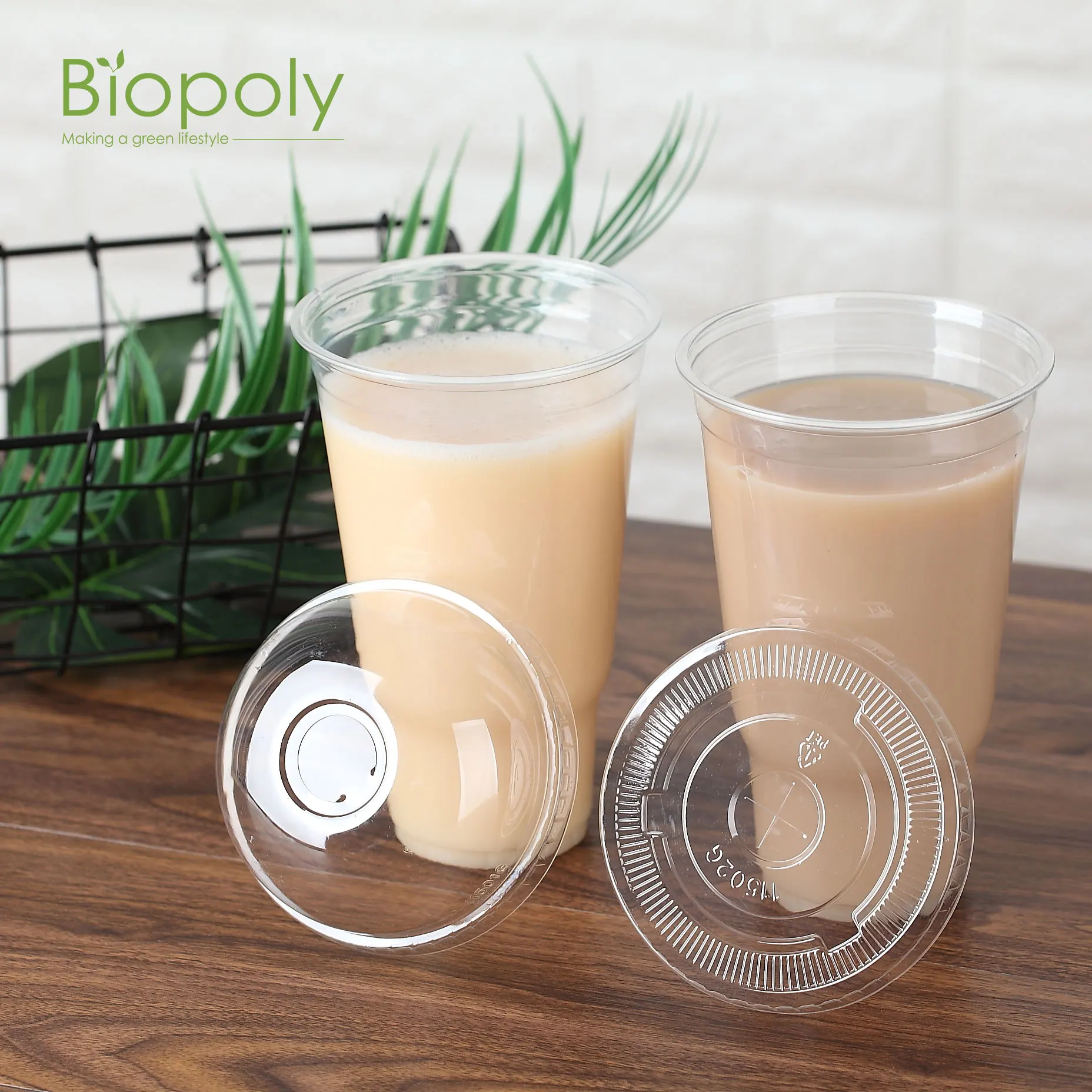 Custom logo printing eco friendly compostable clear pla cold drink cup disposable 100% biodegradable pla cups plastic