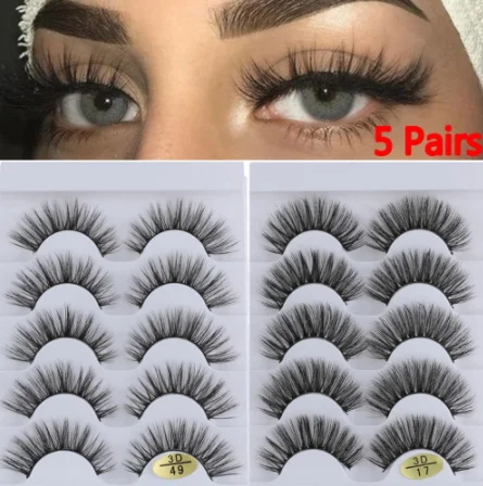 Faux Mink Lashes 5 Pairs Synthetic False Eyelash Suppliers 3d Silk Eyelash G800 G600 X3D H100