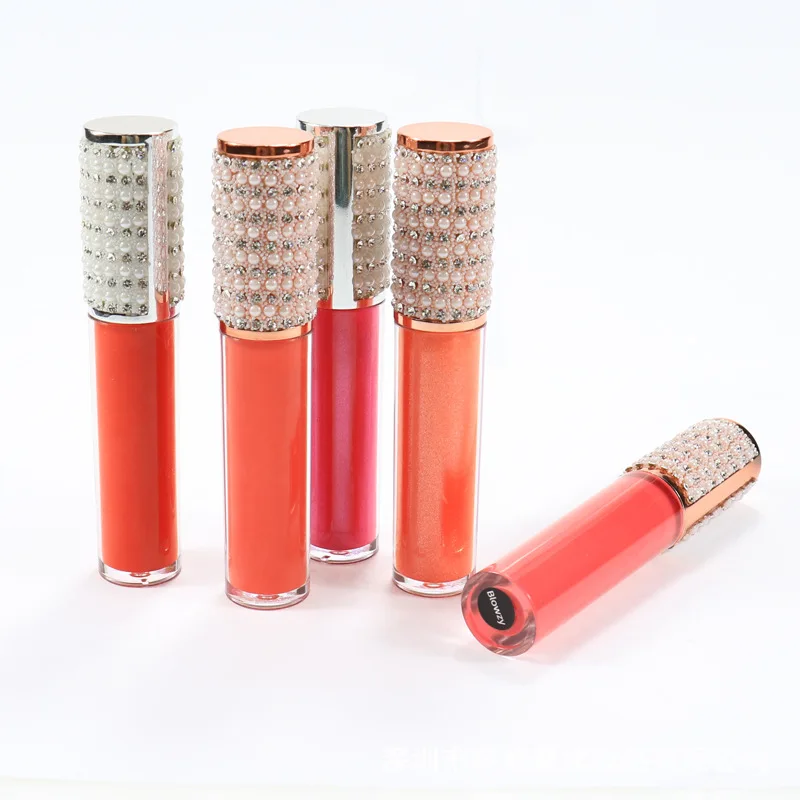 neutral color box lip gloss  custom ogo lip gloss  Lip glaze with diamonds