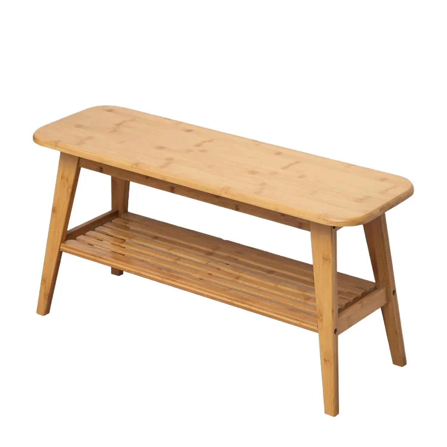 Bamboo Shoe Rack Bench, 2 Tier Storage Shoe Bench, Shoe Organizer for Entryway Living Room