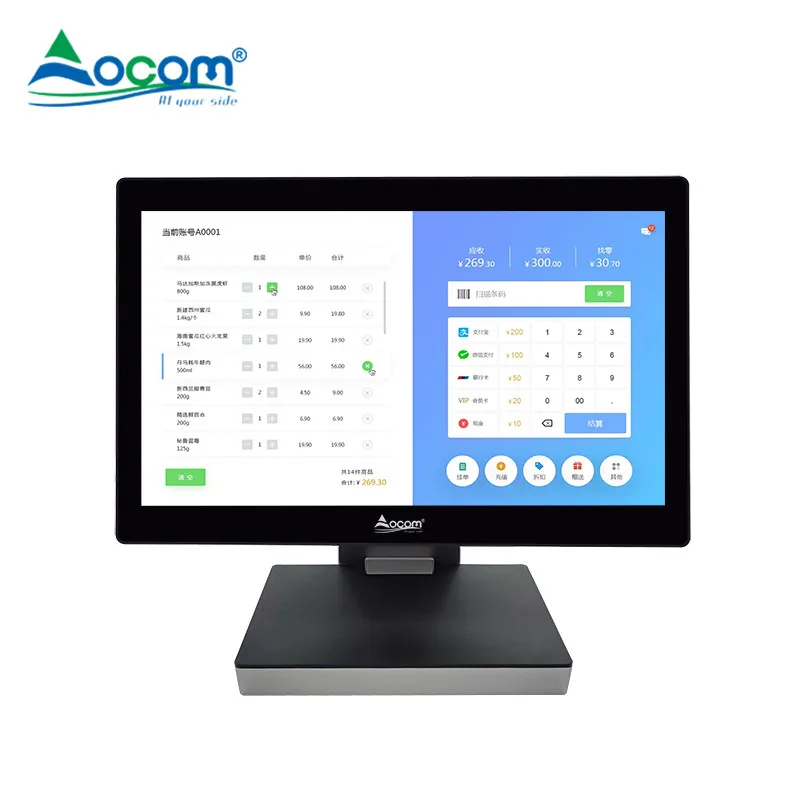POS-1561 OCOM Ultra-thin Body 1920*1080 High Brightness IPS Screen J6412 Point Of Sale Cash Register POS Machine System