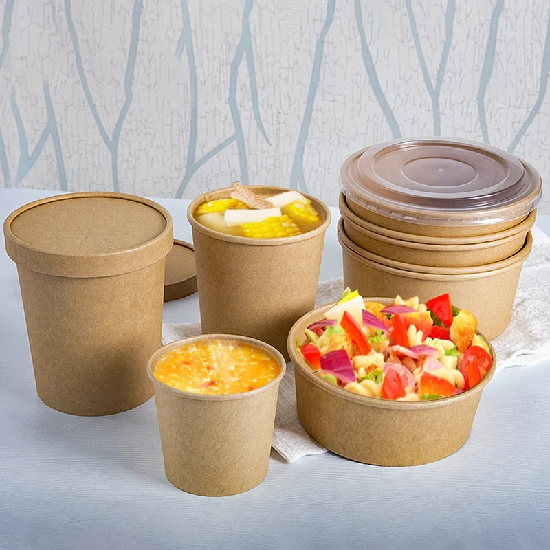 Kraft Soup Bowls Lid With Disposable Food White Machine Ice Cream For Oz 32 Take Hot Pulp Away Cup Lids Machin Salad Bowl Paper