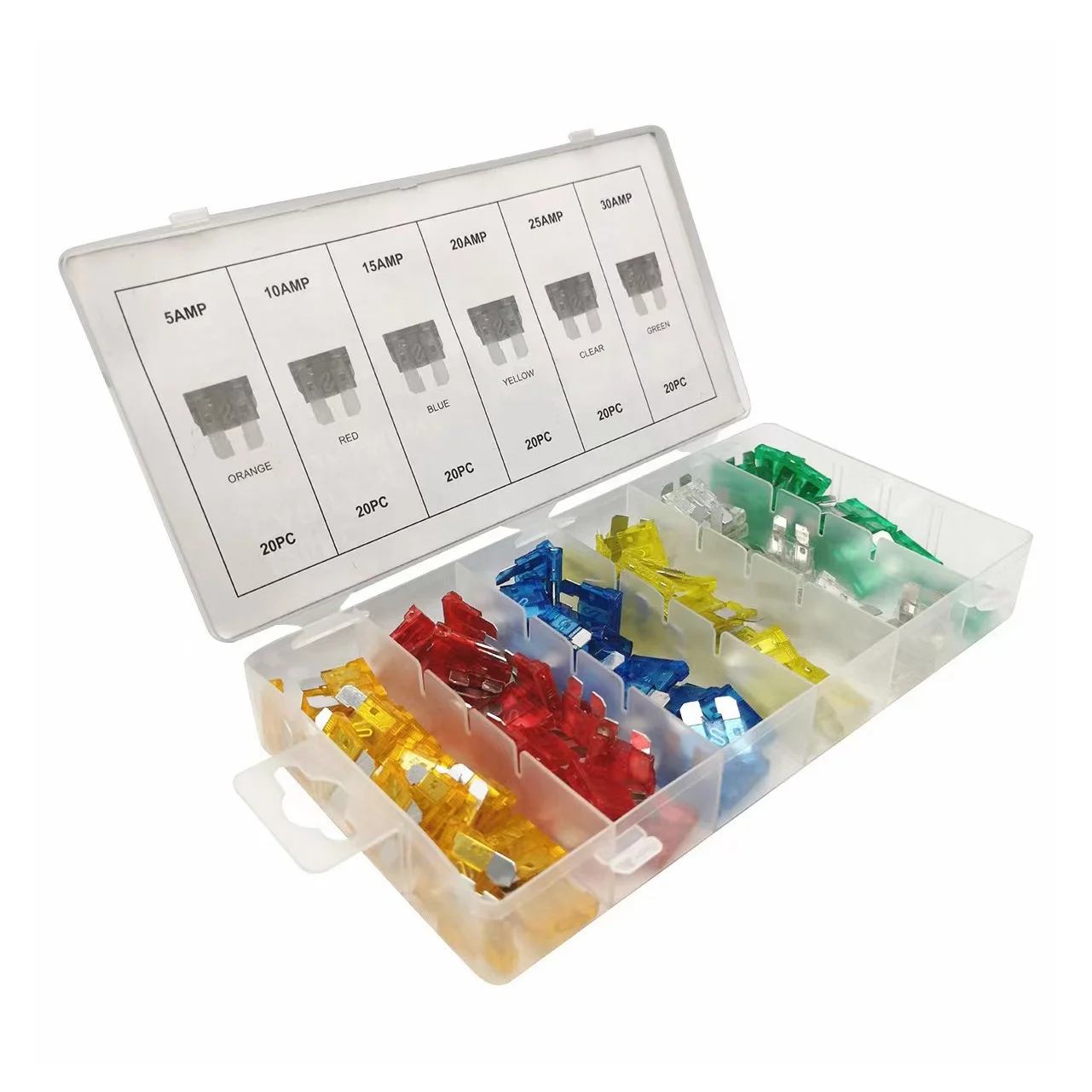 ZM 0680 120PCS High quality TC Fuse Assorted CE Automotive Colorful Kit Blade Auto Fuse 5A 10A 15A 20A 25A 30A