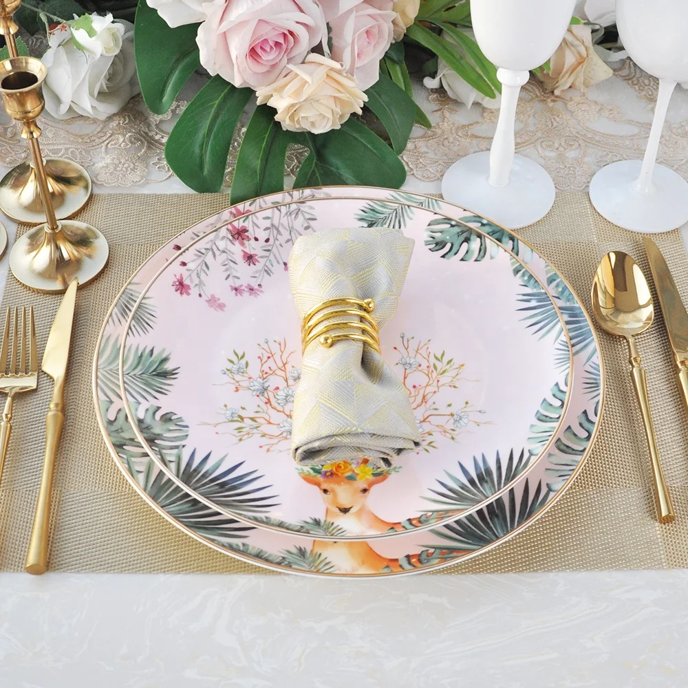 Luxurious wedding bone china tableware set, wapiti design dinner plates