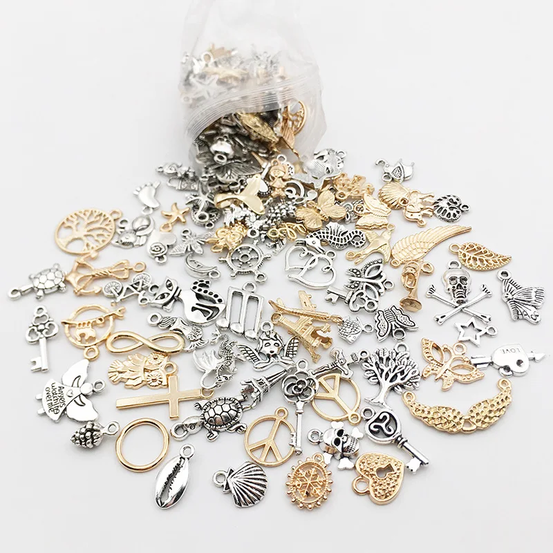 SC wholesale Mixed 300 PCS Alloy Metal Tibean Silver Pendant Beads Charms Beads For Jewelry Making Diy Bracelet Earrings
