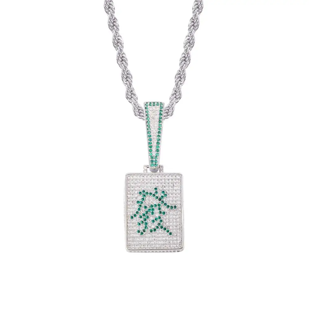 
New Arrival Mahjong Iced Out AAA CZ Prong Setting Rich Pendant 