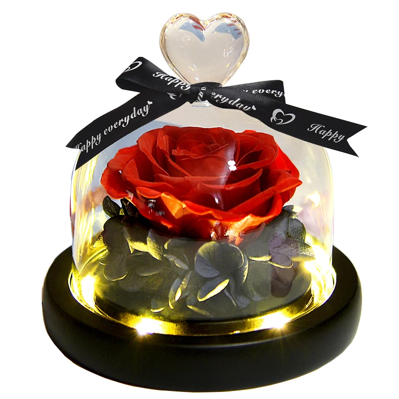
The factory supplies natural and genuine permanent flowers unique gifts glass LED decorative flowers gifts 
