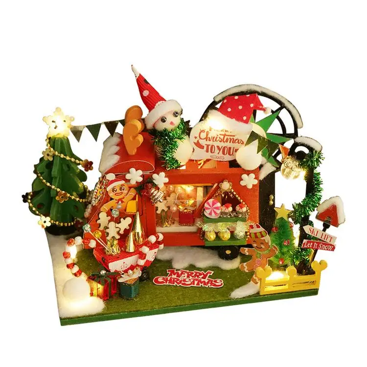 
DIY Dollhouse 3D Assembled Gifts Shop Christmas Gift DIY Hut Handmade Christmas Shop Model Assembled Art Toys 